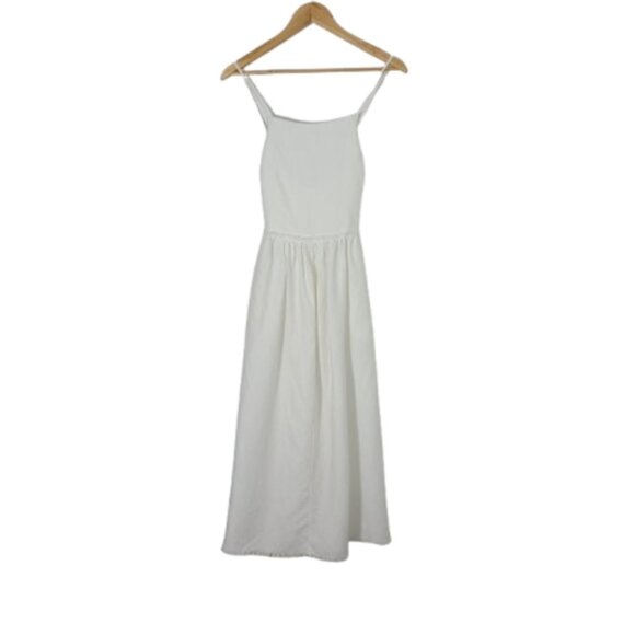 Aritzia Wilfred Hymne Linen Lyocell Criss Cross Back Midi Dress Womens Sz 10 - Picture 4 of 16